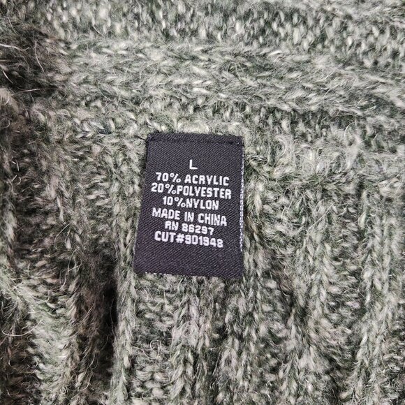 BCBG Forest Green Long Knit Cardigan Sweater Shall Collar Crochet Design Back - Picture 10 of 13